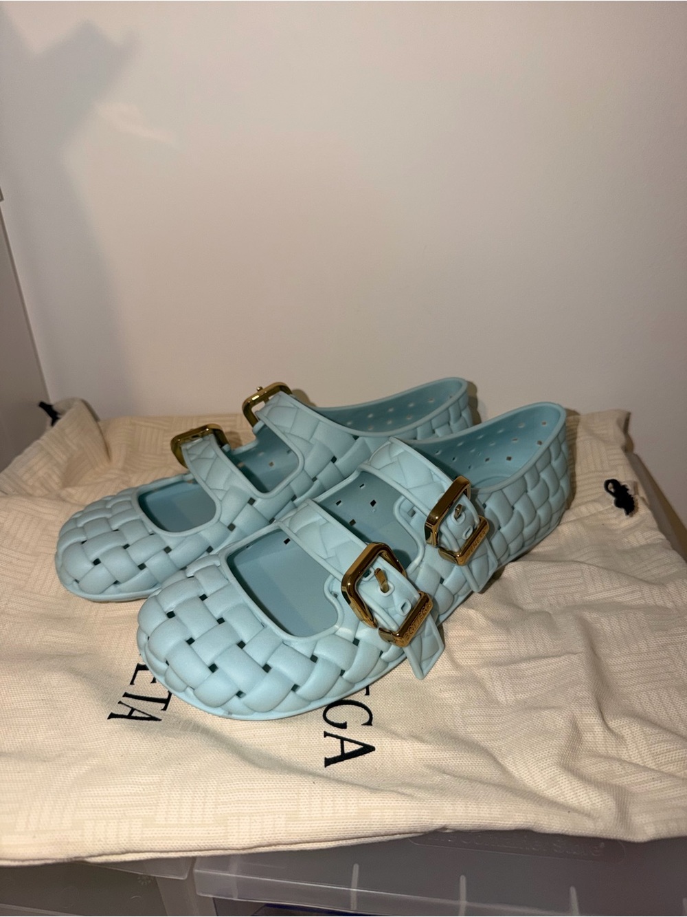 Authentic Bottega Veneta Blue Mary Jane Flat - Picture 2 of 5